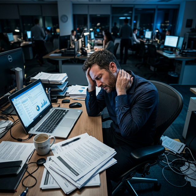 Employee experiencing workplace stress and burnout